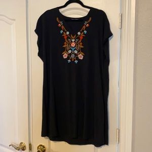 Black dress with flowers in the front